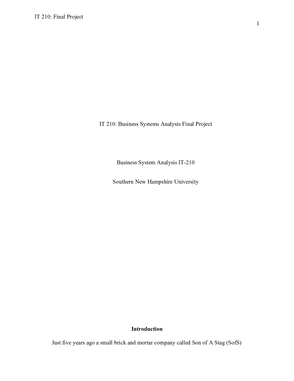 Preview image for IT 210 Business Systems Analysis Final Project IT 210 Final Project | (1)    IT 210: B